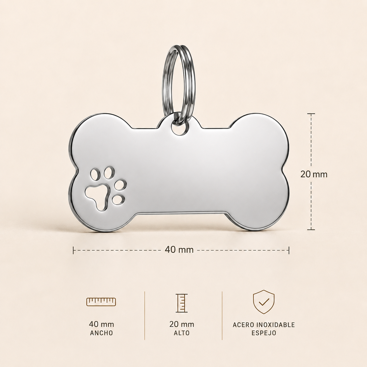 Plaquita Premium Plata para mascota - Imagen 2