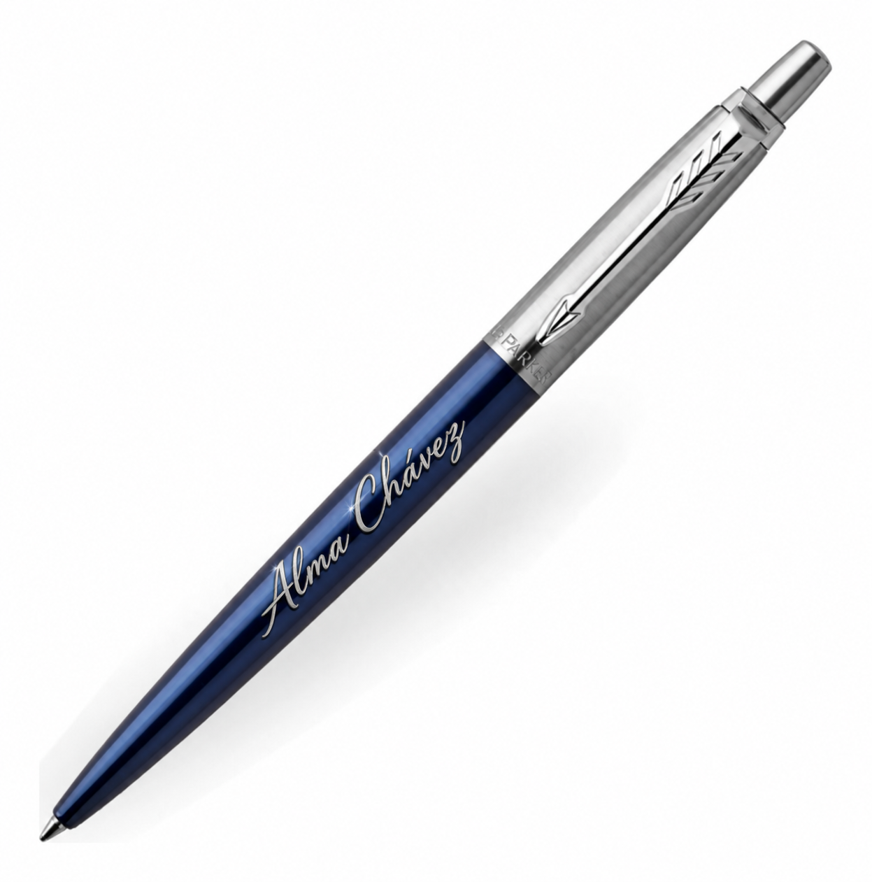 Pluma azul personalizada con nombre individual